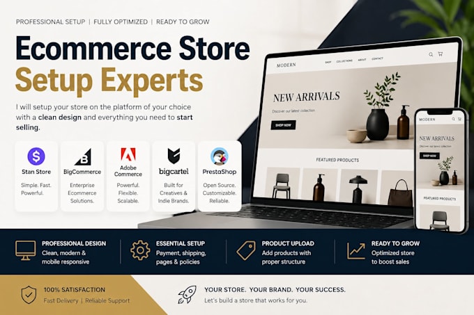 setup stan store, bigcommerce, adobe commerce, big cartel, prestashop