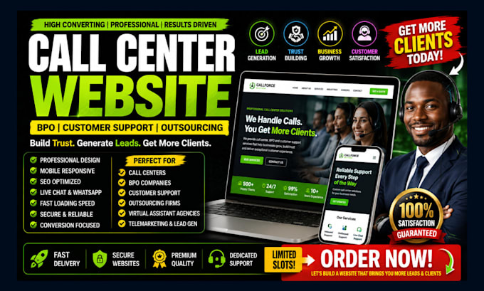 build call center website, bpo website, customer support and outsourcing website