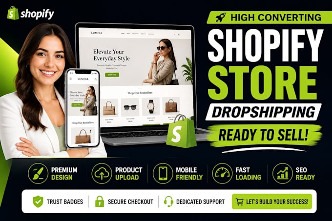 design redesign shopify store, build shopify website dropshipping store, product