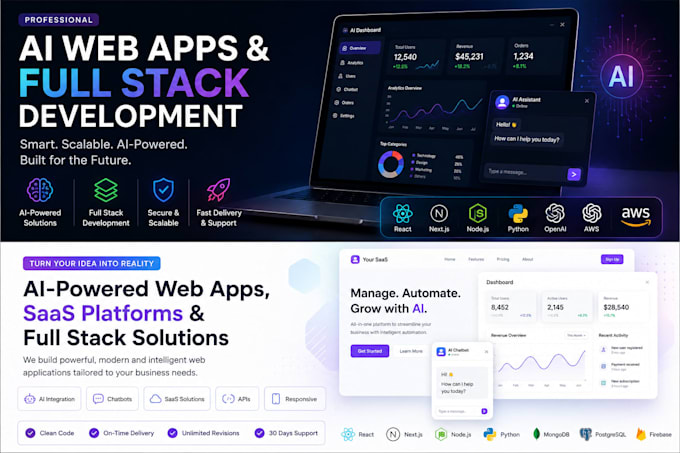 build ai web app, saas, chatbot, and full stack website
