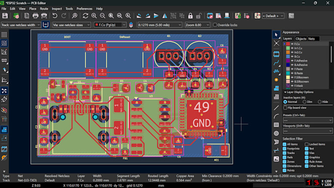 design custom pcb layout in kicad and circuit simulation