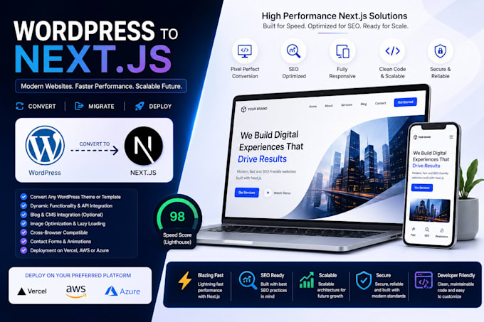 convert your wordpress theme or template into nextjs with vercel deployments