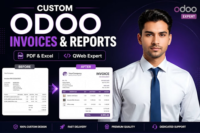 design and customize odoo invoice template reports and pdf layouts
