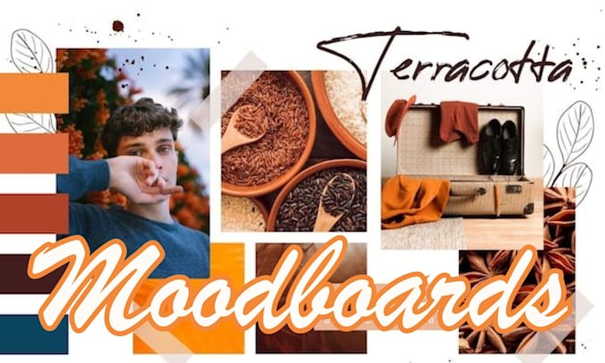 create an interior design fashion or brand moodboard