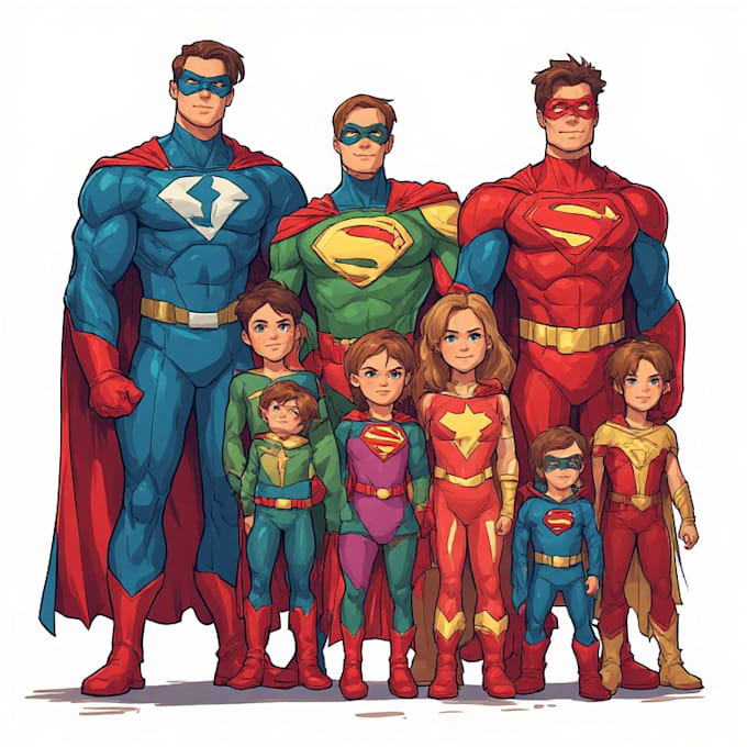 make a family superhero portraits for you