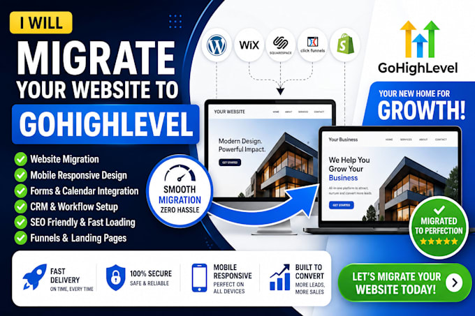 migrate your website to gohighlevel with SEO and responsive design