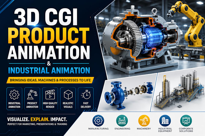 do 3d cgi product animation video and industrial animation