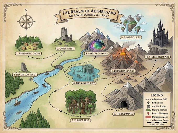 design theme park map, adventure map, tourist map, venue map and custom map