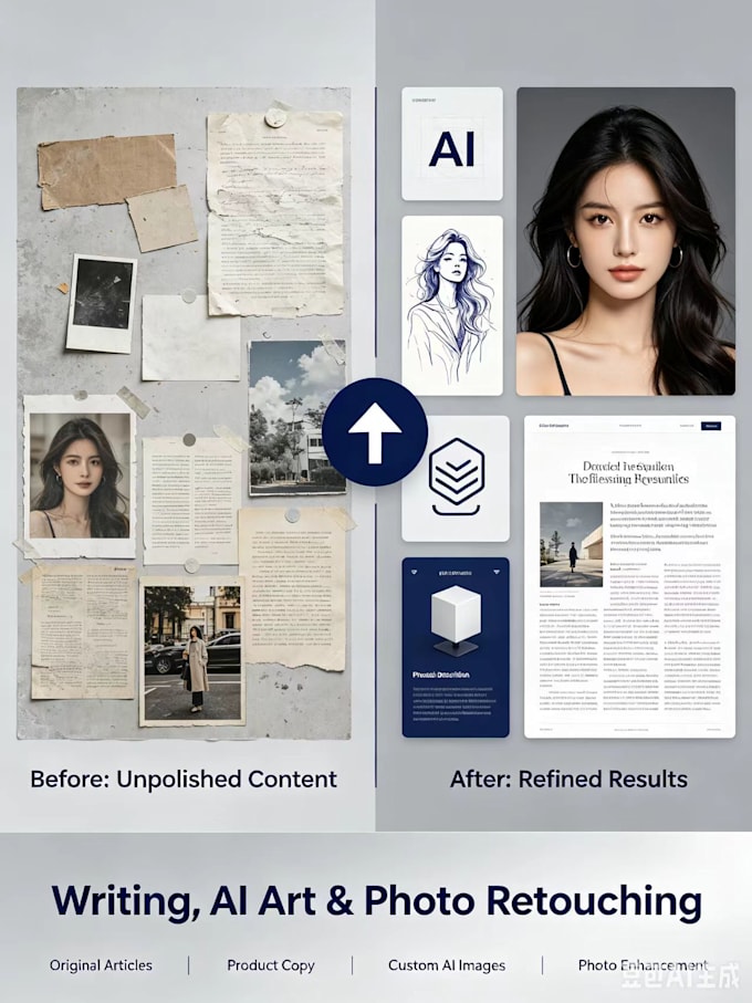 write articles, product descriptions, create ai art and photo retouching