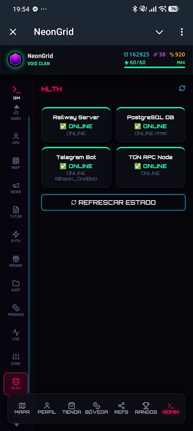 develop a custom telegram mini app with admin panel