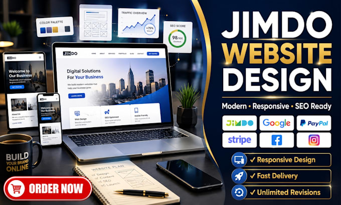 design modern jimdo website, redesign, customize and optimize for your business