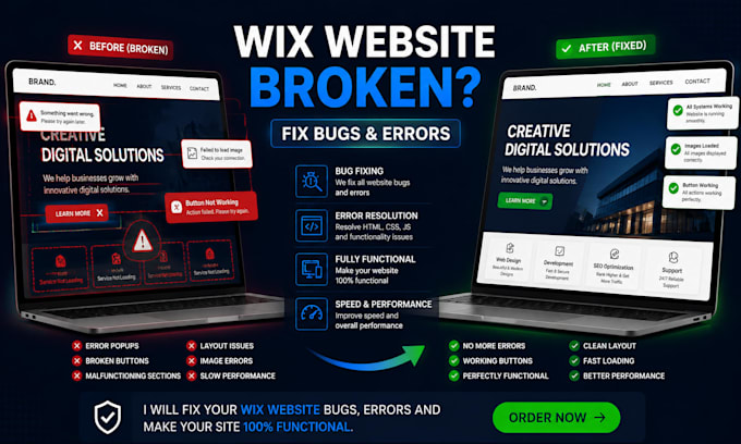 fix wix website bugs errors and broken features