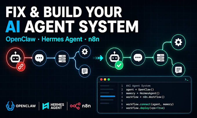 fix, install and configure your openclaw hermes agent n8n multi ai agent stack