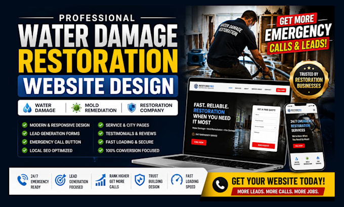 build water damage restoration website, mold remediation website