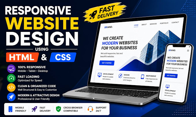design a responsive website using HTML or CSS