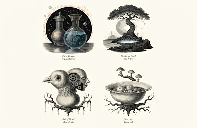 do vintage style recipe illustrations