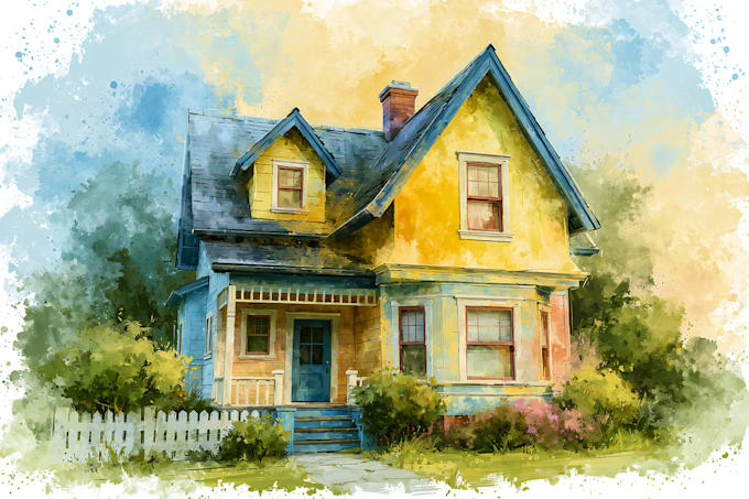 paint watercolor house portrait