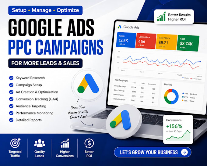 setup and manage your google ads adwords campaigns or audit sem