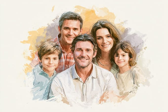 draw your family into cartoon portrait