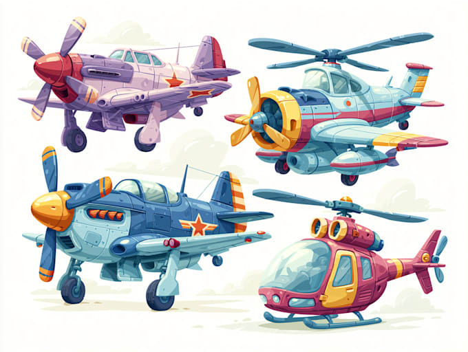 draw aircraft, helicopter, airplane into a vector