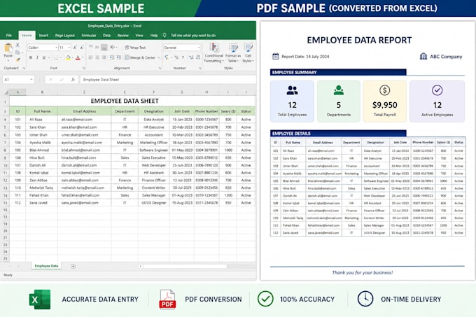 do accurate data entry, PDF conversion, excel and copy paste