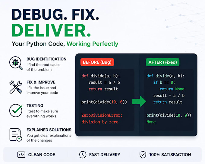fix python bugs, automate tasks, and improve your python code