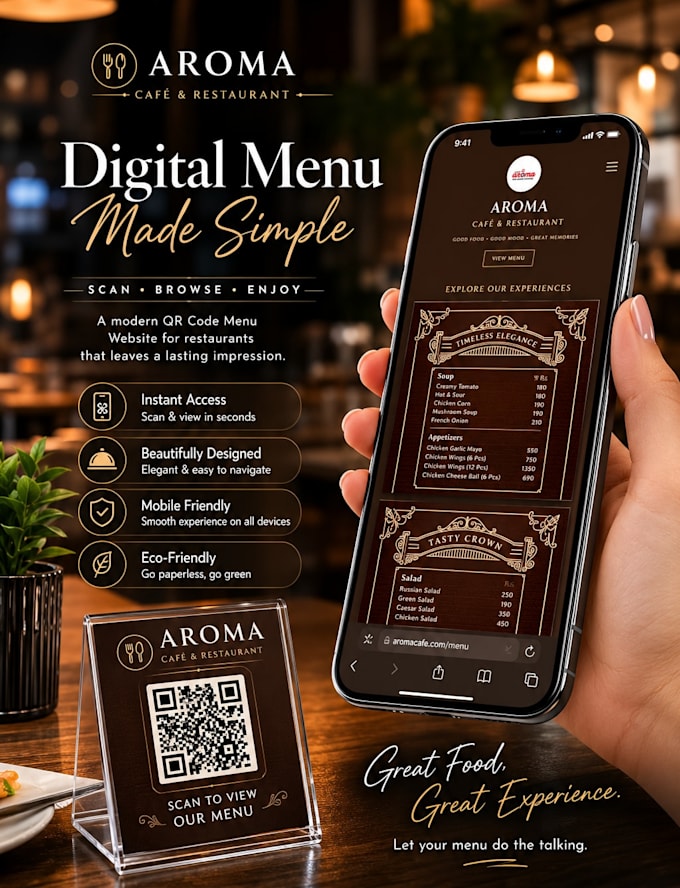 design a qr code menu landing page for your restaurant