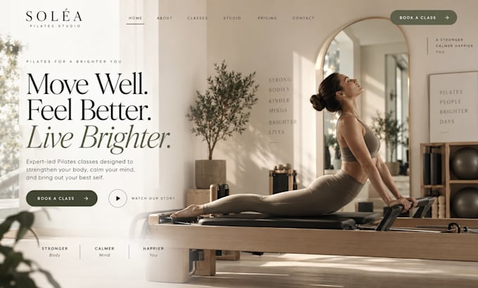 build squarespace pilates studio website yoga studio website class booking