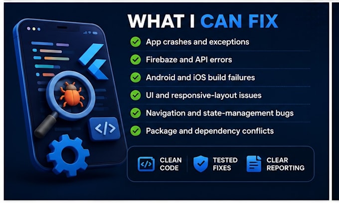 fix flutter bugs, crashes, and errors