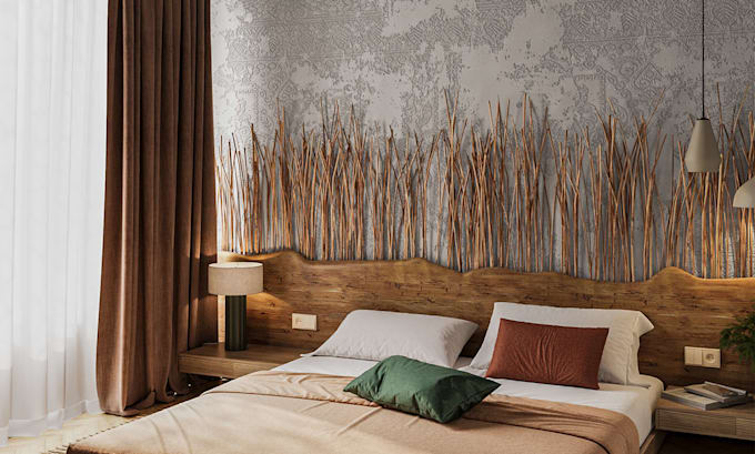 create photoreal 3d bedroom interior rendering