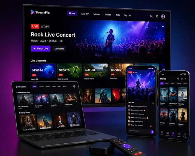 develop live streaming app video streaming app ott streaming app