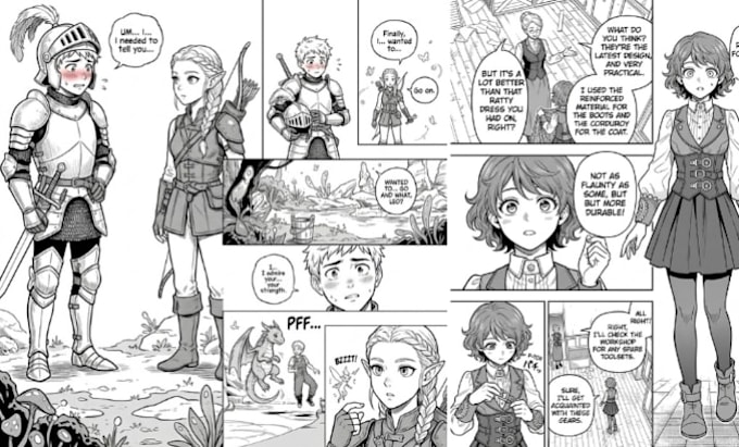 draw manga comic, webtoon comic book pages from your script