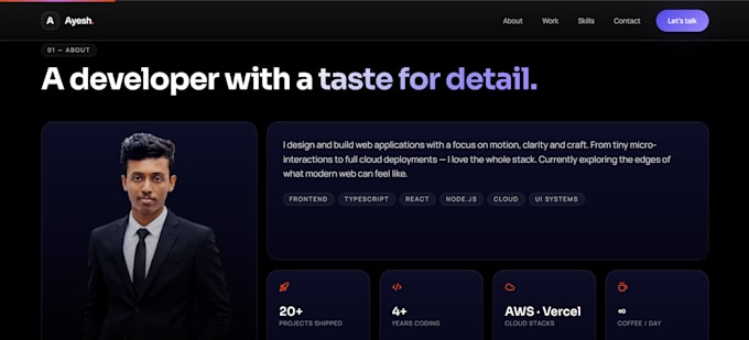 design and develop a professional portfolio website
