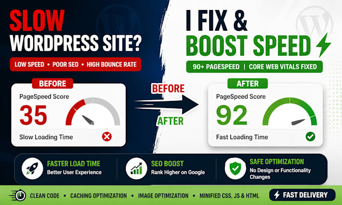 fix slow wordpress website and improve core web vitals fast