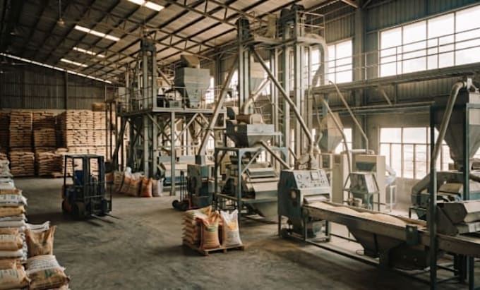 design a professional rice mill and processing plant