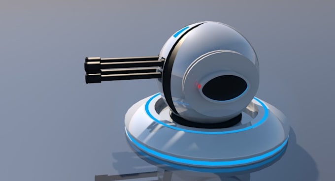 model custom military assets, low poly sci fi turret,mechanical design,game prop