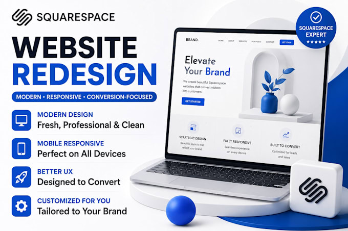 redesign squarespace website with responsive design and custom CSS