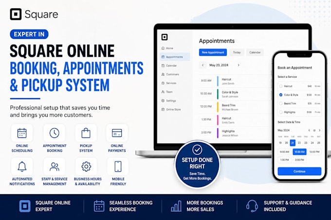 set up square online booking scheduling and pickup system