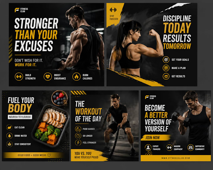 create editable canva fitness social media templates