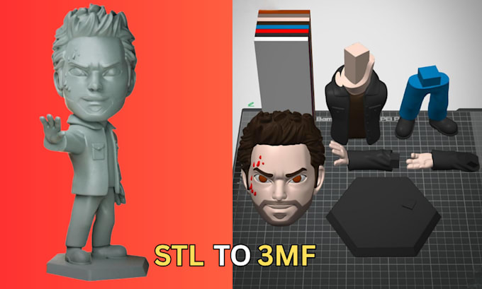 covert stl to 3mf multicolor model edit spilt and prepare for bambu 3d printing