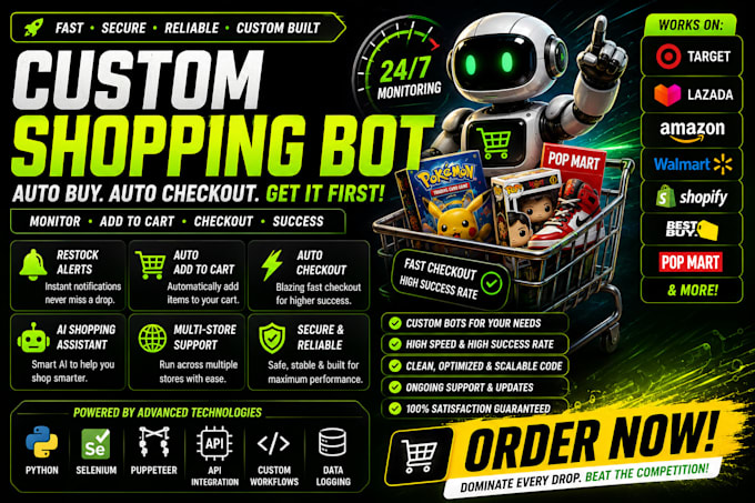build target bot lazada bot, auto checkout bot, pokemon bot autobot checkout bot
