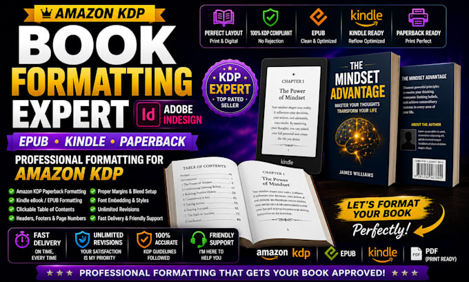 amazon KDP book formatting expert adobe indesign epub kindle