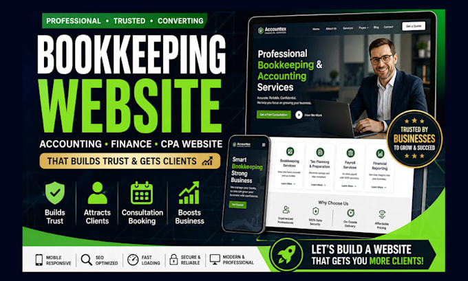 build bookkeeping website, finance, accounting website, CPA website that convert