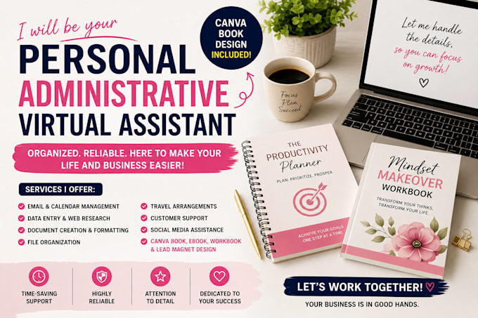 be your executive virtual assistant for admin, canva and social media management