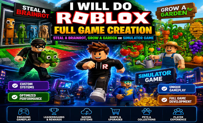 develop a custom roblox simulator, garden or viral gameplay experience