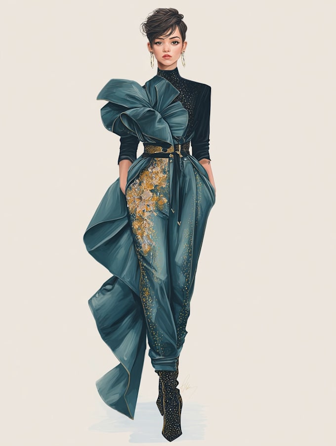 draw a unique fashion illustration