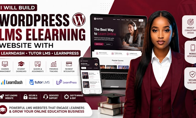 build wordpress lms elearning webstie with learndash tutor lms learnpress