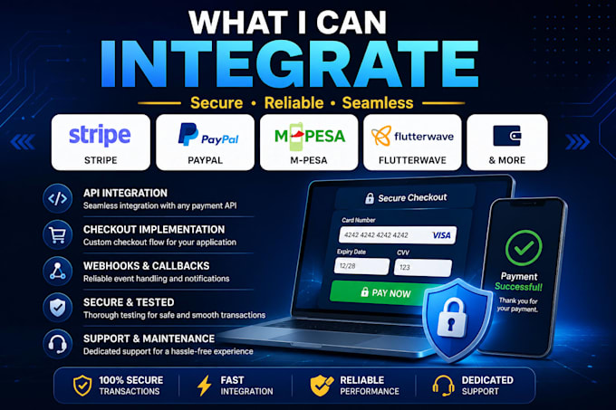 integrate stripe paypal mpesa flutterwave payment gateway