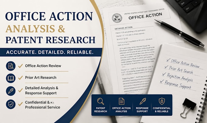 uspto office actions and provide patent research support