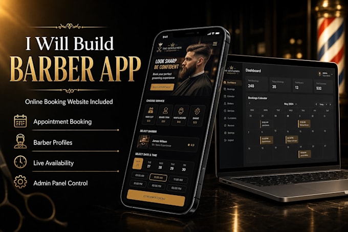 create barber shop booking app for android ios website